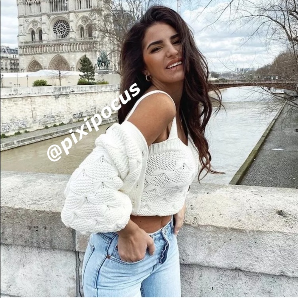 NWT Zara Textured Knit Crop Top White Medium - Picture 6 of 11